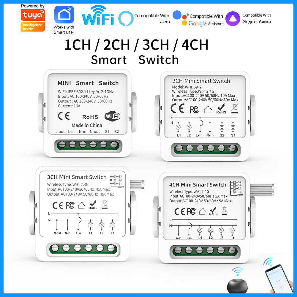 Smart Accessories - Interruptor inteligente WiFi Tuya de 1/2/3/4