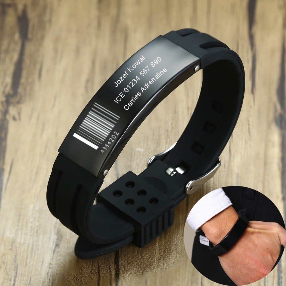 Silicone Band Replacement - Pulsera de silicona personalizada en negro,