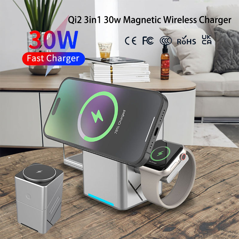 Smartwatch Touch - Cargador Inalámbrico Magnético Giratorio Táctil Multifunción