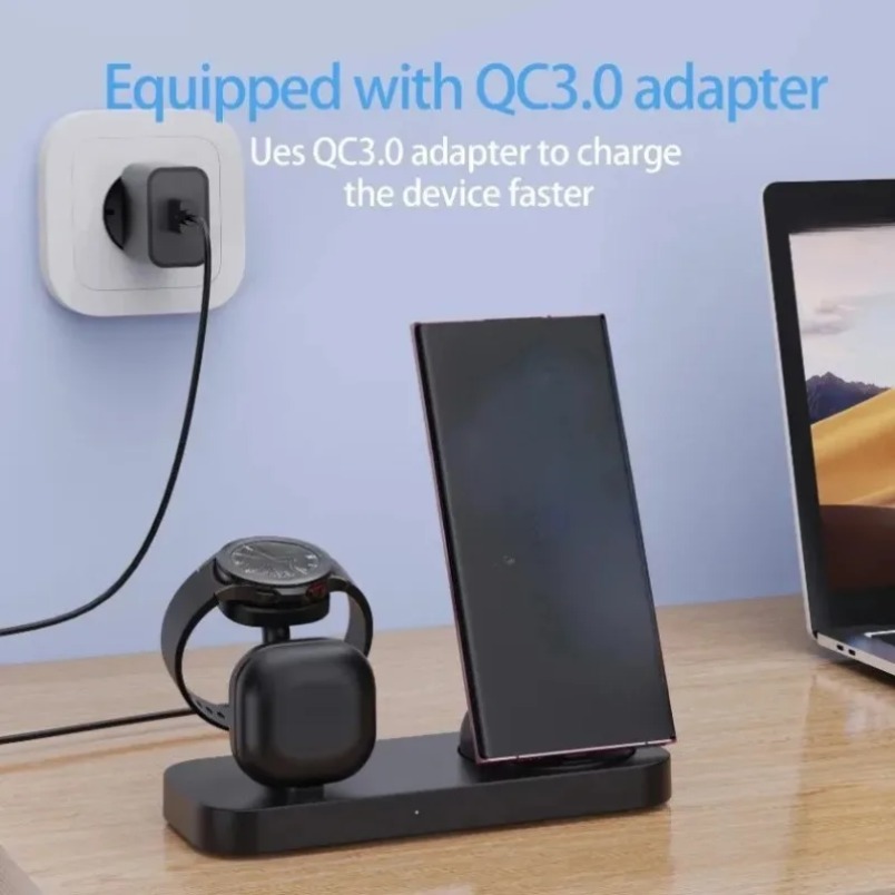 Cargador Inalámbrico 3 en 1 co - Wireless Charger Watch reseña y precio