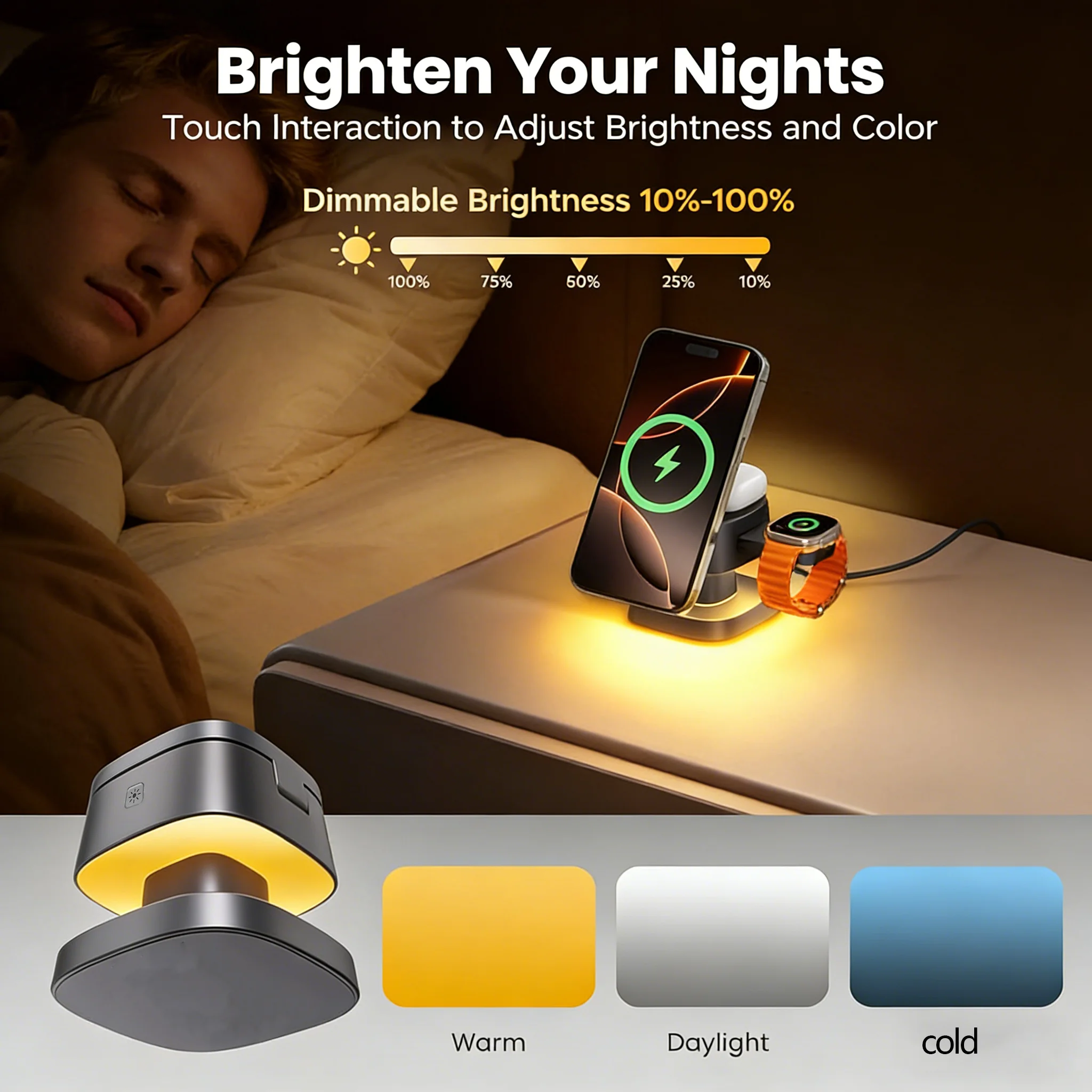 Lámpara Nocturna TIMESS con Ca - Wireless Charger Watch reseña y precio